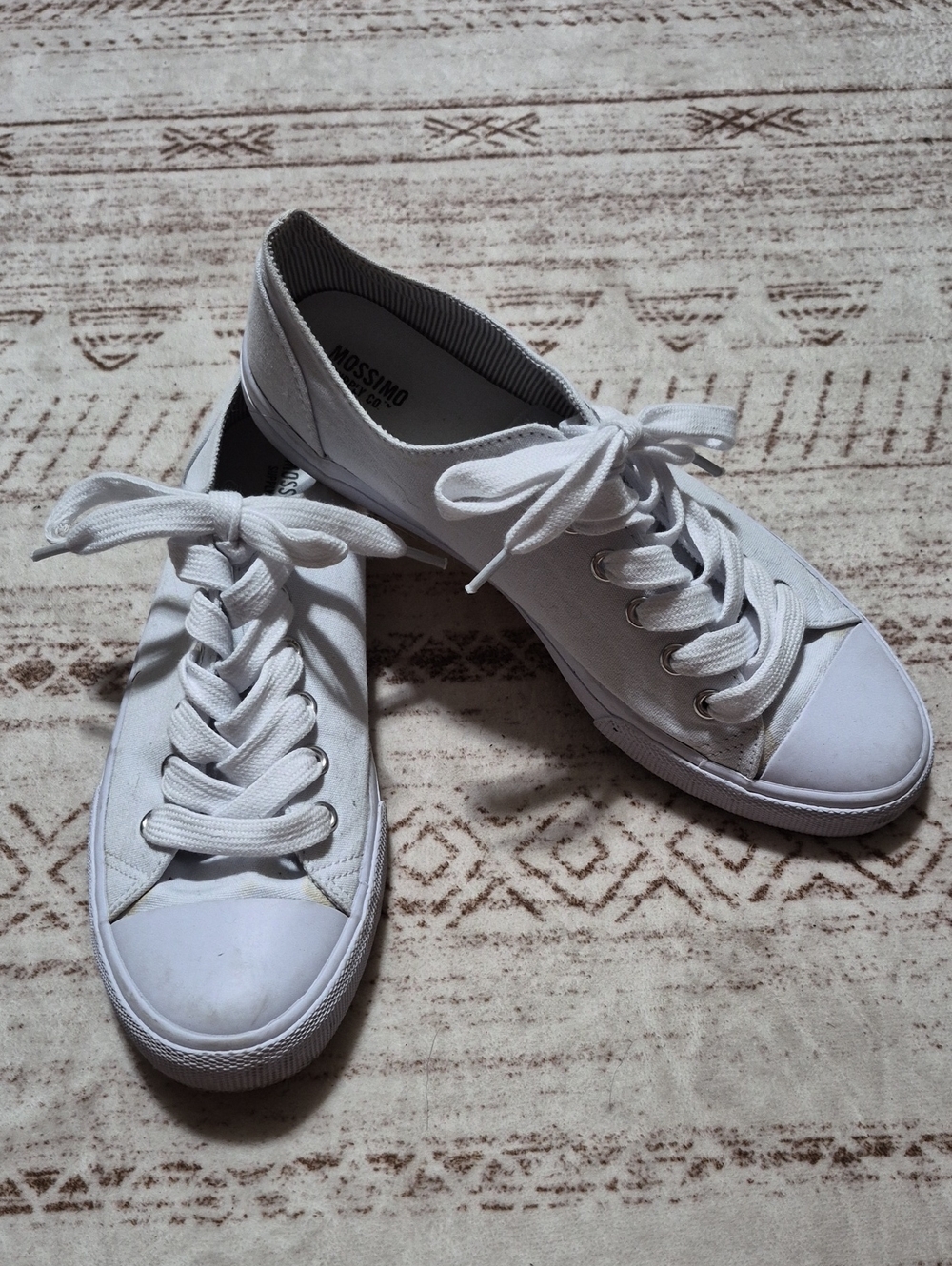Mossimo Supply Co. White Low-Top Canvas Sneakers, Women's Lace-Up Casual Shoes